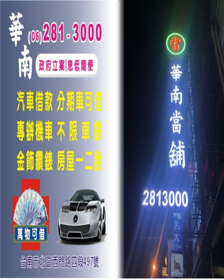 安平借錢，安平合法當舖，汽機車借款免留車，輕鬆借，彈性還